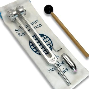 Imagem de Diapasão Schumann de 93,96 Hz com alça extensora de bota de pedra preciosa com hematita - cura de som e harmonização de biocampo - ferramentas de terapia de som, instrumentos de cura de som - bota de