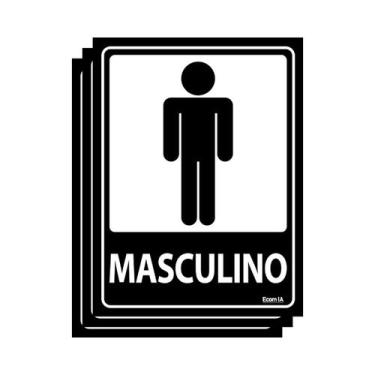 Imagem de Combo 3 Placas De Sinalização Banheiro Masculino 15x20 Ecom IA - A-466