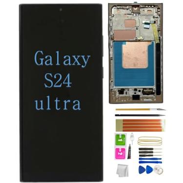 Imagem de Para montagem de tela Samsung Galaxy S24 Ultra, tela LCD sensível ao toque lente externa de vidro com moldura, peça de reparo de reposição (S9280) (cinza)