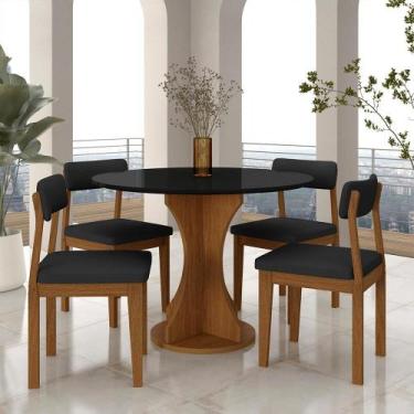 Imagem de Mesa Redonda Cosença Com 4 Cadeiras Estofadas Fre/pto/s.preto - M.a - 