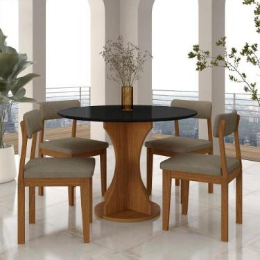 Imagem de Mesa Redonda Cosença Com 4 Cadeiras Estofadas Fre/pto/s.capuccin - M.a