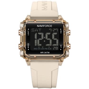 Imagem de Relógio Esportivo Feminino Quadrado Digital Pulseira De Silicone Bege