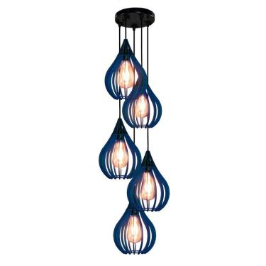 Imagem de Luminária Teto Lustre Pendente Balcão Cozinha Sala 5 Chile Cor:azul