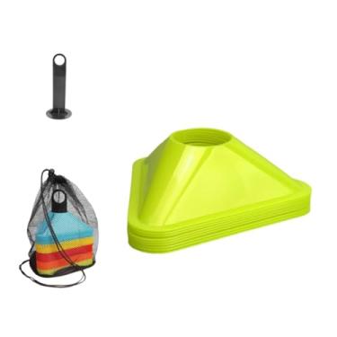 Imagem de Colaxi 10x Cones de Treinamento Triângulo de Futebol Placa de Prática de Treinamento Cruzado Marcador de Campo de Futebol para Tênis Esportes Jogos Adultos, Verde