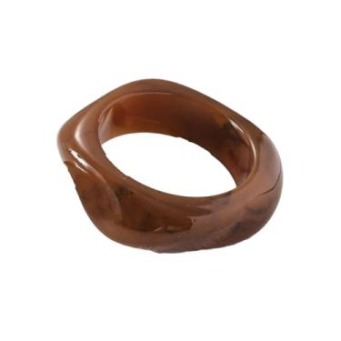 Imagem de KZL Pulseiras coloridas grossas de resina acrílica grossa e larga placa de acetato de tartaruga pulseira de plástico geométrico irregular vintage para mulheres joias presentes, 4.8cm, Silicone, Ágata