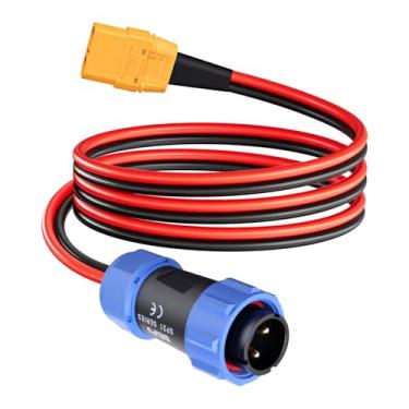 Imagem de ELFCULB Plugue de aviação para cabo XT90, conector fêmea 12AWG XT90 para aviação macho 12V cabo de charing compatível com estação de energia portátil AC200MAX/AC200P novo 2 pinos (6FT)