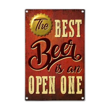 Imagem de The Best Beer Is An Open One Vintage Funny Wall Decor Placa de Metal Retro Bar Pub Cozinha Man Cave Poster 20 x 30 cm Exterior Casa Interior Alumínio Arte