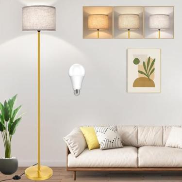 Imagem de Lâmpada TOBUSA Candeeiro de chão dourado de 165 cm Lâmpada LED de 3 co