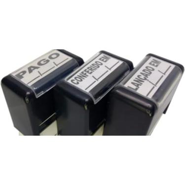 Imagem de KIT 03 CARIMBOS AUTOMATICOS STILO 20 - PAGO/LANÇADO/CONFERIDO COM DATA