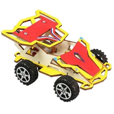 Imagem de Kit científico: carro elétrico 4WD de madeira para crianças DIY STEM S