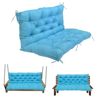 Imagem de LQQSDPJ Almofadas de substituição de balanço para exterior: almofada impermeável de banco de 2 a 3 lugares com laços - almofada de balanço de 10 cm de espessura para móveis de jardim e varanda