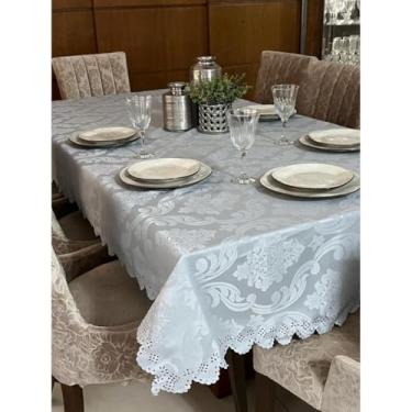Imagem de Toalha De Mesa Decoração 4 6 8 10 12 14 Lugares Bonita Estampada Jacquard - Envio Imediato(CINZA,2,00 METROS (6 LUGARES))