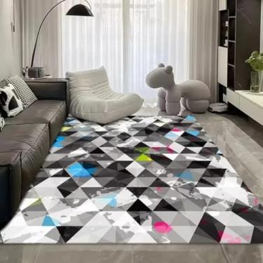 Imagem de Tapete geométrico de luxo para sala de estar, macio, fofo, grande, para quarto, decoração de quarto infantil (120 x 160 cm (46 x 62 pol.) / hxx-250724005556)