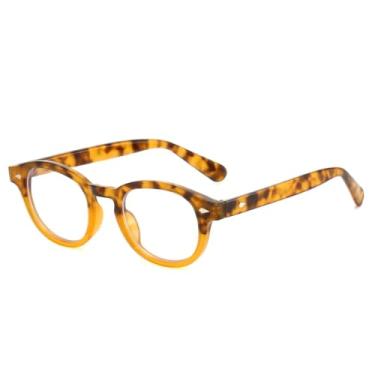 Imagem de Óculos de Sol Masculinos Retro Oval com Rebites, Proteção UV400, Estilo Punk, Lentes Transparentes Degradê (Âmbar, Laranja e Transparente)