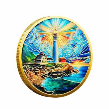 Imagem de Christian Challenge Coin - Inspirational Bible Verse & Lighthouse Design - Religious Faith Token - Ideal Gift & Keepsake