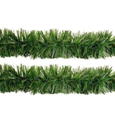 Imagem de Jogo 2 Festão de Natal Verde Fosco Premium Multi-Fitas 5m x 12cm Decoração Natalina
