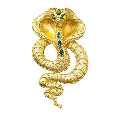 Imagem de Broche vintage Cobra Snake banhado a ouro com detalhes em cristal