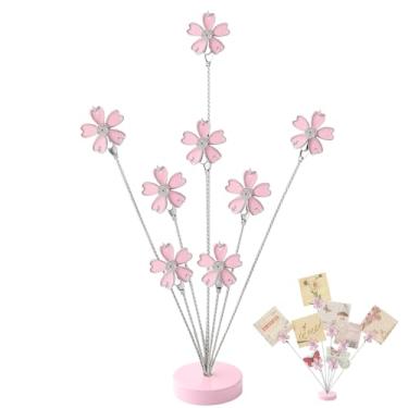 Imagem de Suporte de árvore fotográfica de 8 ramos com clipes, suporte para porta-retratos de árvore de dinheiro da família, suporte de vale-presente Sakura rosa para cartões, notas, memorandos, fotos de