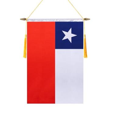 Imagem de TMHTMH Bandeira de parede do Chile, 45,7 x 30,5 cm, poste de madeira e acabamento acetinado duplo, bandeira chilena para pendurar, sala de aula, clube e porta