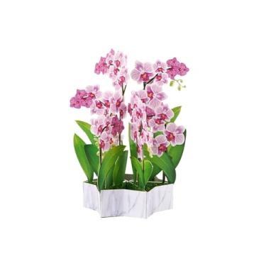 Imagem de TaNoTool Cartão de felicitações pop-up 3D de flores de orquídea, presente floral de papel para aniversário, Natal, Ano Novo, para esposa, namorada, mãe, avó, mulheres, lembrança