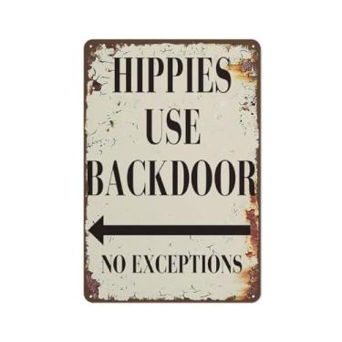 Imagem de Funny Man Cave Decor Vintage Metal Tin Sign Garage Signs Hippies Use Back Door No Exceptions Sign Home Wall Art Decor for Cafe Bar Kitchen Yard Sign Gift For Father 30 x 20 cm
