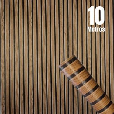 Imagem de Papel de Parede PREMIUM 10m Autoadesivo 3D Madeira Ripado Sala Quarto 