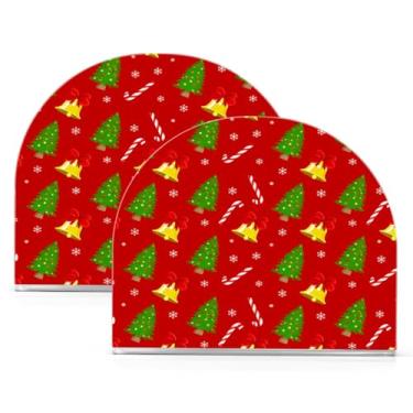 Imagem de Wassud Porta-guardanapos de acrílico para árvore de Natal e sinos, dispensador de guardanapos de papel moderno em forma de U para mesa, cozinha, sala de jantar, bancada 2 peças (comporta 50-60