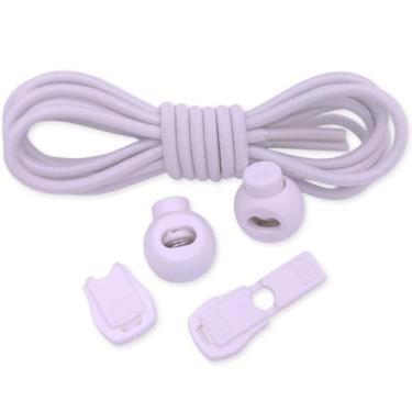 Imagem de Cadarço Elástico Ajustável para Tênis, Sistema Prático sem Amarrar, com Regulador e Ponteiras, para Corrida e Caminhada de Adultos e Crianças (Branco)