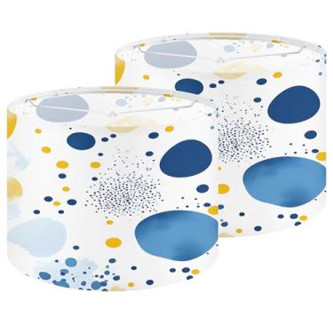 Imagem de Conjunto de 2 abajures de tecido, flores e plantas, 33 cm, linho natural feito à mão, abajures para candeeiros de mesa, luminárias de chão (2, gota d'água colorida)