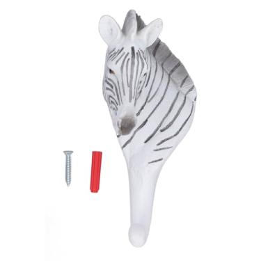 Imagem de Gancho de casaco de chifres de animais, cabide de parede de ferro de resina vintage para sala de estar, banheiro, sala de estudo, foyer, decoração de casa (Em forma de zebra)