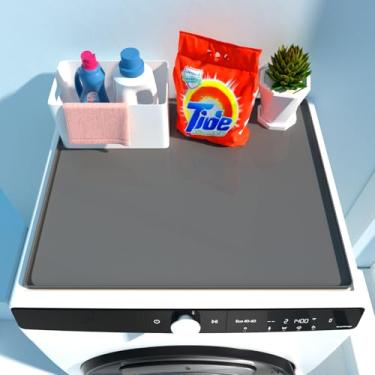 Imagem de Tapete grande para lavadora e secadora, 68,5 cm x 68,5 cm, tapete de silicone para secador, protetor de aparelho resistente à prova d'água para organização de lavanderia, fácil de limpar e