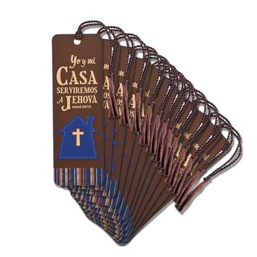 Imagem de Dicksons Marcador de livro com borla cristã espanhola inspiradora para livros, estudo bíblico, diários de 5 x 15 cm cartolina Yo Y Mi Casa pacote com 12
