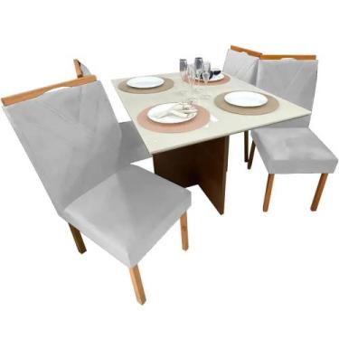 Imagem de Mesa de Jantar Helo 90x90cm em Veludo com 4 Cadeiras California Polima