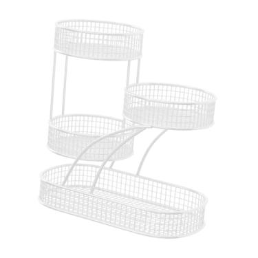 Imagem de WeiLaiKeQi Prateleira organizadora de balcão de banheiro, bandeja de canto para penteadeira, cesta de frutas versátil para cozinha, lanches de pão e cuidados com, Branco