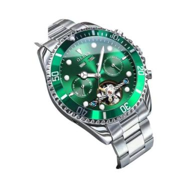 Imagem de Relógio Mecânico Automático De Luxo Masculino OLEVS Clássico Em Aço Fi