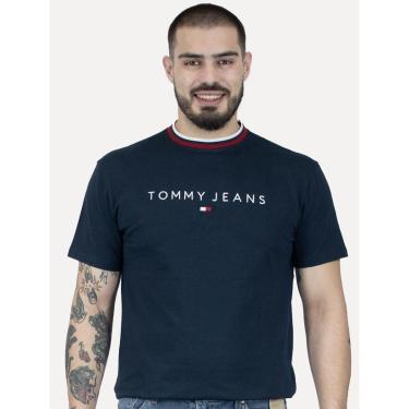 Imagem de Camiseta Tommy Jeans Masculina Regular Linear Ringer Tee Azul Marinho-Masculino
