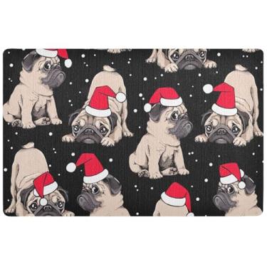 Imagem de TSENQUE Tapete de Natal personalizado para cachorrinhos bege fofo tapete de Halloween tapete de boas-vindas para porta da frente tapetes de cozinha antiderrapante lavável 81 cm x 50 cm