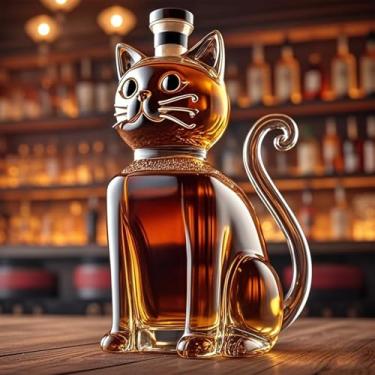Imagem de Garrafa engraçada para gatos de uísque, garrafa de vidro exclusiva de 293 ml, frasco de licor de animal novo 2025, decoração de coleção de bar para casa, presente para homens, pai, marido, amantes de
