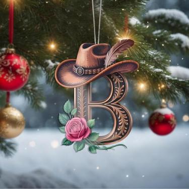 Imagem de Enfeites de Natal A-Z Cristal Pendurado, Enfeites de Árvore de Natal Artesanais com Letra B, Decoração de Carro e Casa - Presentes de Natal, Decoração de Artesanato Acrílico, Ideias de Troca de