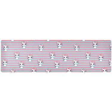 Imagem de Tripé de unicórnio listrado rosa e azul, tapetes quentes para bancada, decoração de mesa de cozinha