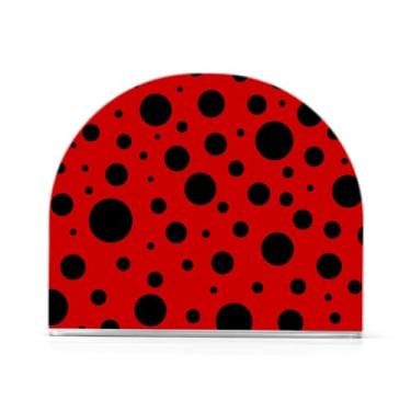 Imagem de Porta-guardanapos de acrílico com bolinhas vermelhas, porta-guardanapos vertical em forma de U, porta-guardanapos pequeno