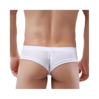 Imagem de Shorts Boxer Masculinos Sexy De Cintura Baixa Em Tecido Rib Com Bolsa 