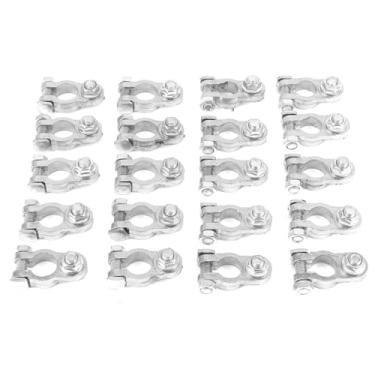 Imagem de Naroote 12v Conjunto de Terminal de Bateria de Carro de Alumínio, Braçadeira de Conector para Caravana van Motorhome Barco Prata 20 X Terminal de Bateria de Carro