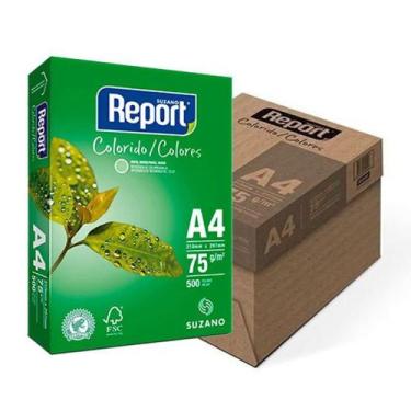 Imagem de Papel Sulfite A-4 75G Report Verde 500 Folhas Caixa com 5 Pacotes