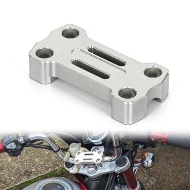 Imagem de Braçadeira superior do guidão frontal de macaco compatível com MONKEY 125 DAX125 MSX SF Grom 2018-2023 3D CNC acessórios de motocicleta braçadeira de guidão (prata)