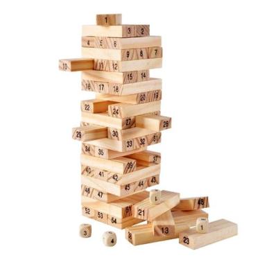 Imagem de Jogo Educativo Torre De Equilíbrio Estilo Jenga Madeira - Junges