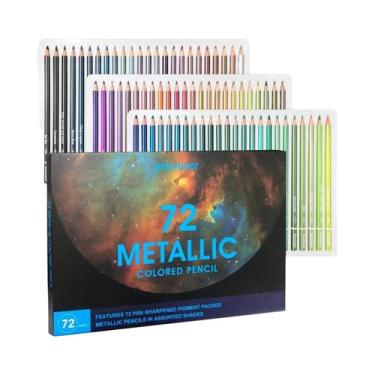 Imagem de Lápis De Cor Metálicos Para Adultos 24/50/72 Núcleo Macio Para Inician