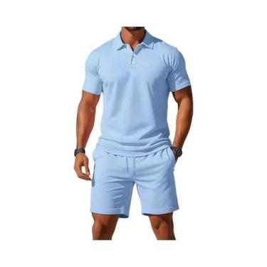 Imagem de Conjunto Masculino Casual De Duas Peças Para Praia E Esportes: Shorts 