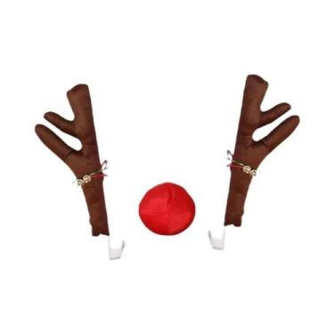 Imagem de Kit De Fantasia De Rena Para Carro: Decoração De Natal Com Chifres E N