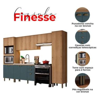Imagem de Cozinha Modulada Finesse Composição 18 Capuccino Azul - THB - THB Móve
